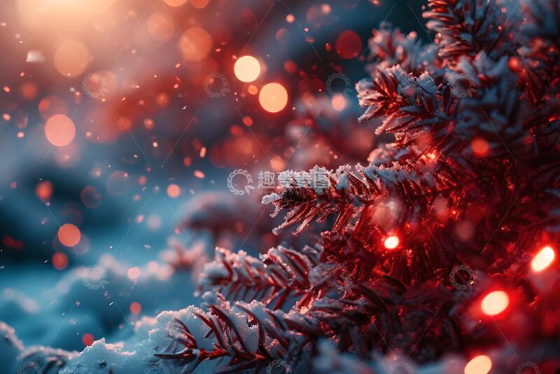 高清大图下载【趣麦麦图】冬季红色雪花新年背景