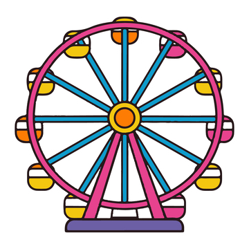 摩天轮矢量简笔画