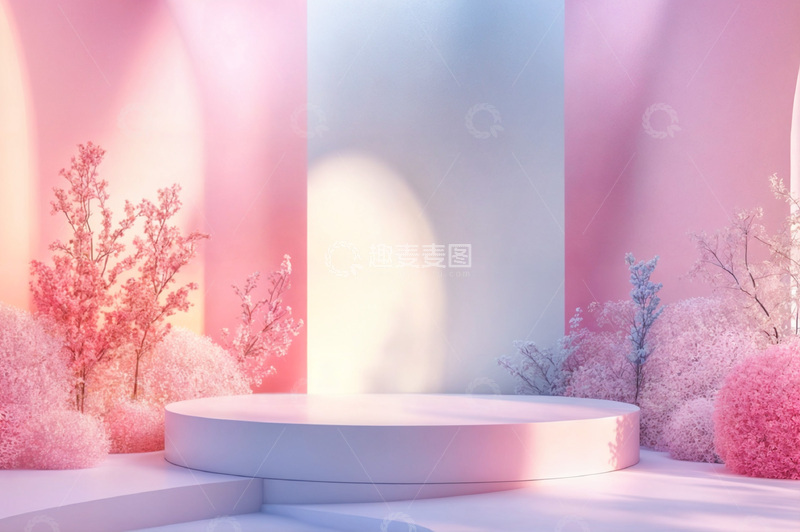 高清大图下载【趣麦麦图】电商产品化妆品展示台AI海报背景15