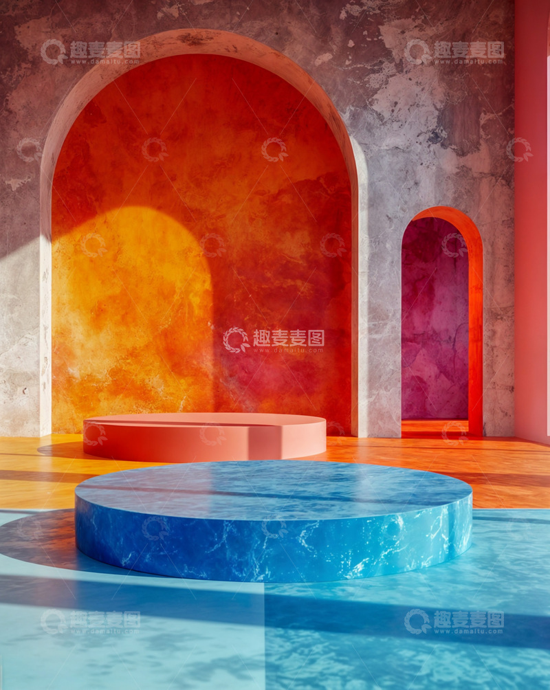 高清大图下载【趣麦麦图】电商产品化妆品展示台AI海报背景49