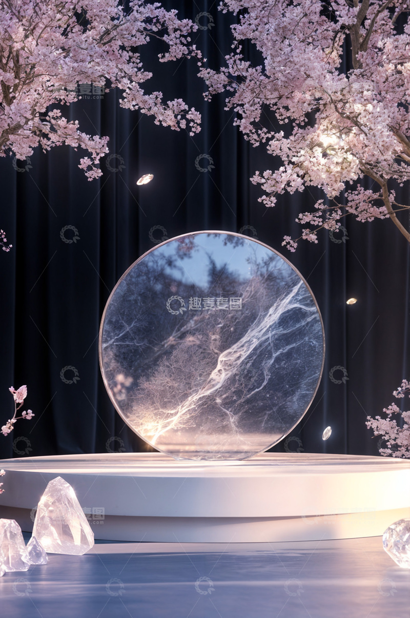 高清大图下载【趣麦麦图】电商产品化妆品展示台AI海报背景7