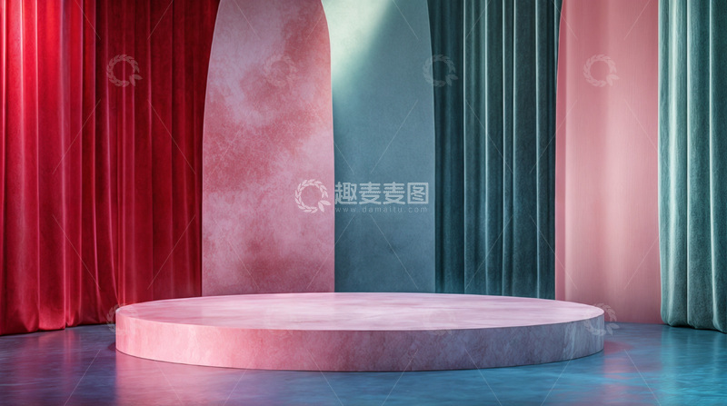 高清大图下载【趣麦麦图】电商产品化妆品展示台AI海报背景17