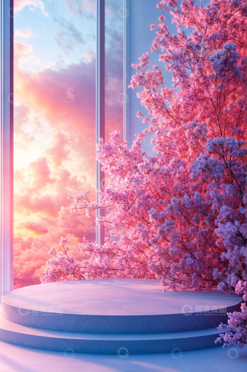 高清大图下载【趣麦麦图】电商产品化妆品展示台AI海报背景5