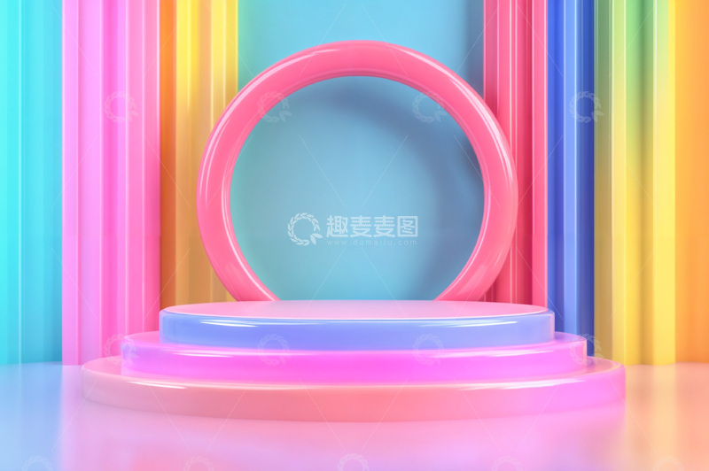 高清大图下载【趣麦麦图】电商产品化妆品展示台AI海报背景3