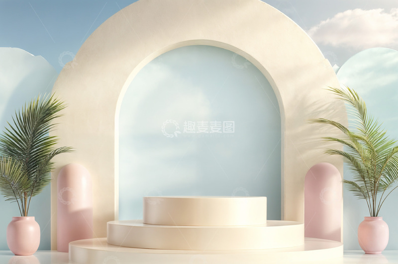 高清大图下载【趣麦麦图】电商产品化妆品展示台AI海报背景70