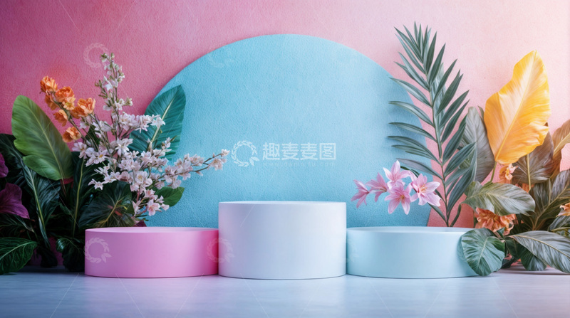 高清大图下载【趣麦麦图】电商产品化妆品展示台AI海报背景5