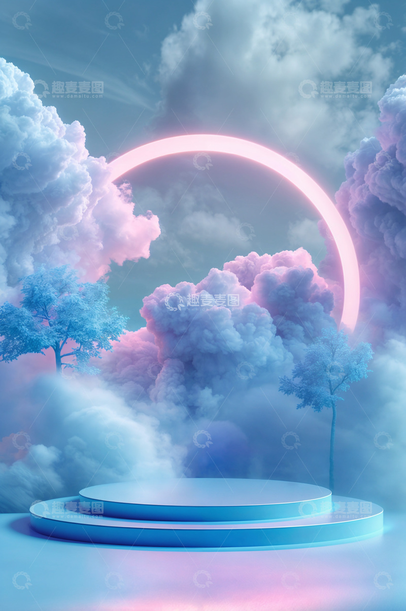 高清大图下载【趣麦麦图】电商产品化妆品展示台AI海报背景85