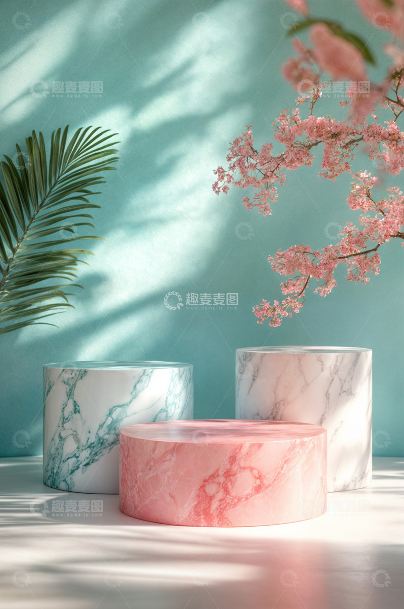 高清大图下载【趣麦麦图】电商产品化妆品展示台AI海报背景77