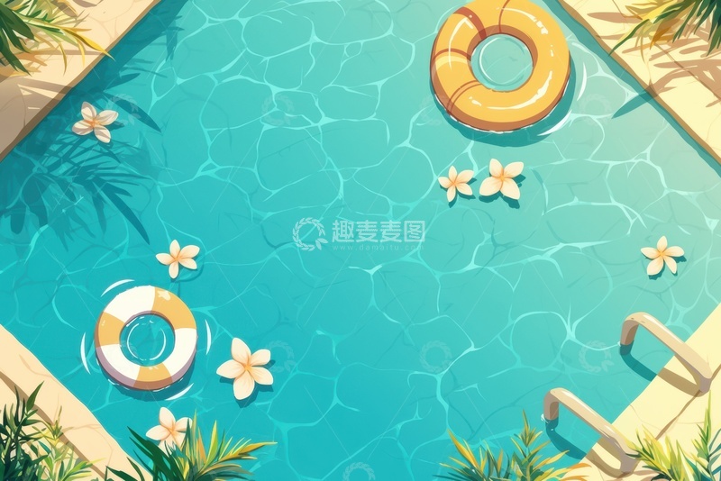 高清大图下载【趣麦麦图】手绘游泳池背景