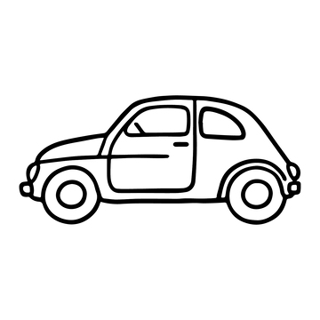 简约轿车黑白线稿简笔画
