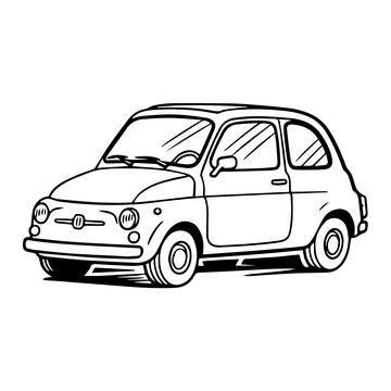 轿车黑白线稿