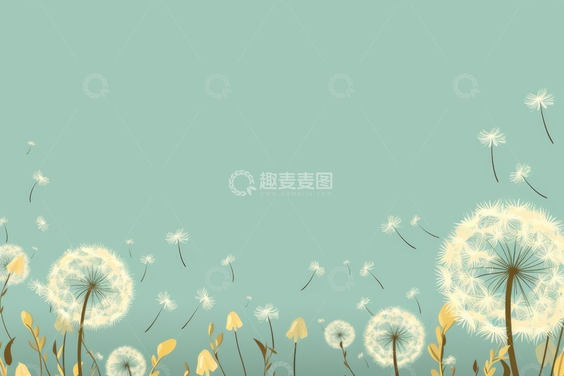 高清大图下载【趣麦麦图】手绘简约蒲公英边框背景