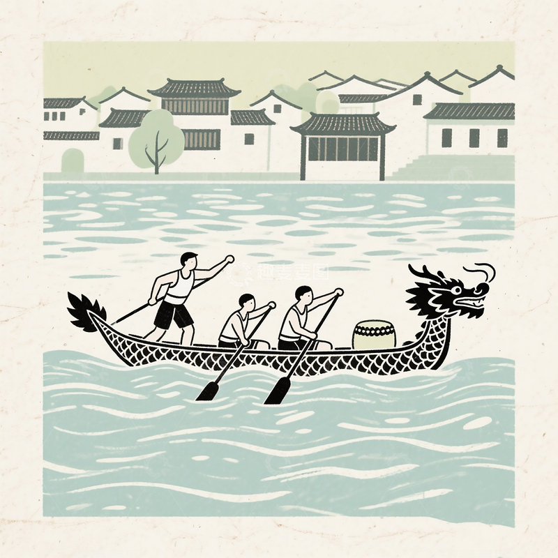 高清大图下载【趣麦麦图】端午插画简约