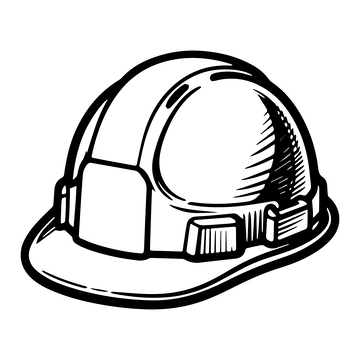 工地的安全帽黑白线稿