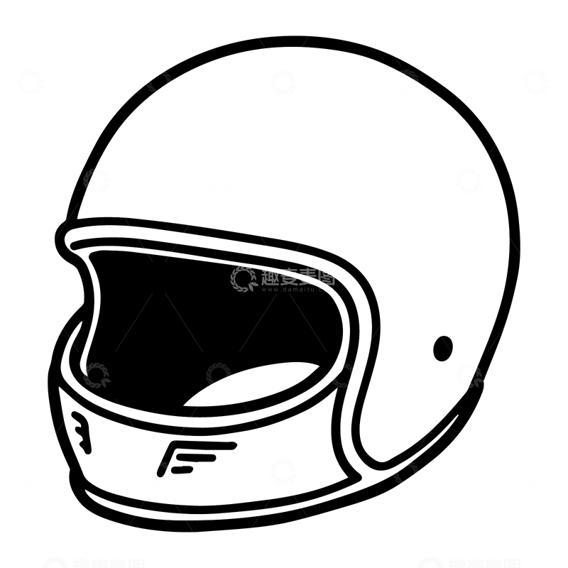 源文件下载【趣麦麦图】-单车摩托车帽黑白线稿