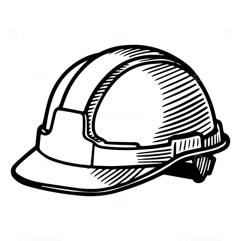源文件下载【趣麦麦图】工地安全帽黑白线稿