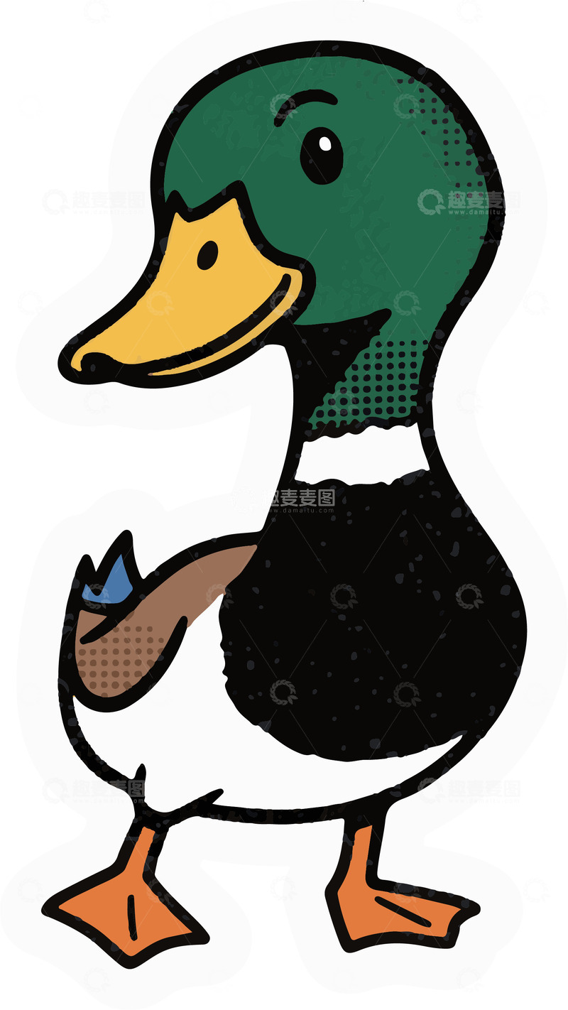 源文件下载【趣麦麦图】鸭子简笔插画