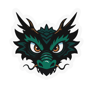 卡通绿色龙头插画