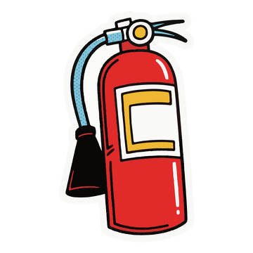 红色消防灭火器插画2