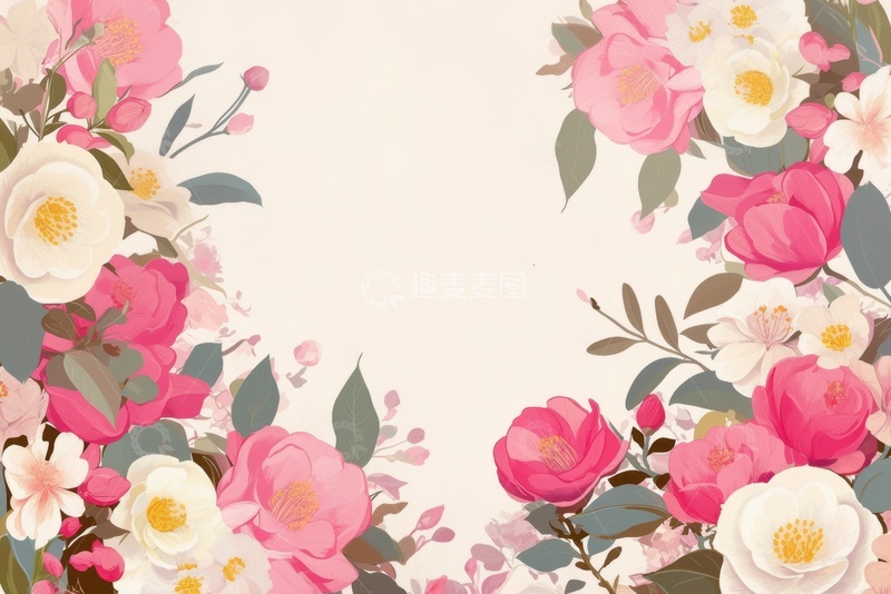 高清大图下载【趣麦麦图】卡通简约花卉花草边框背景