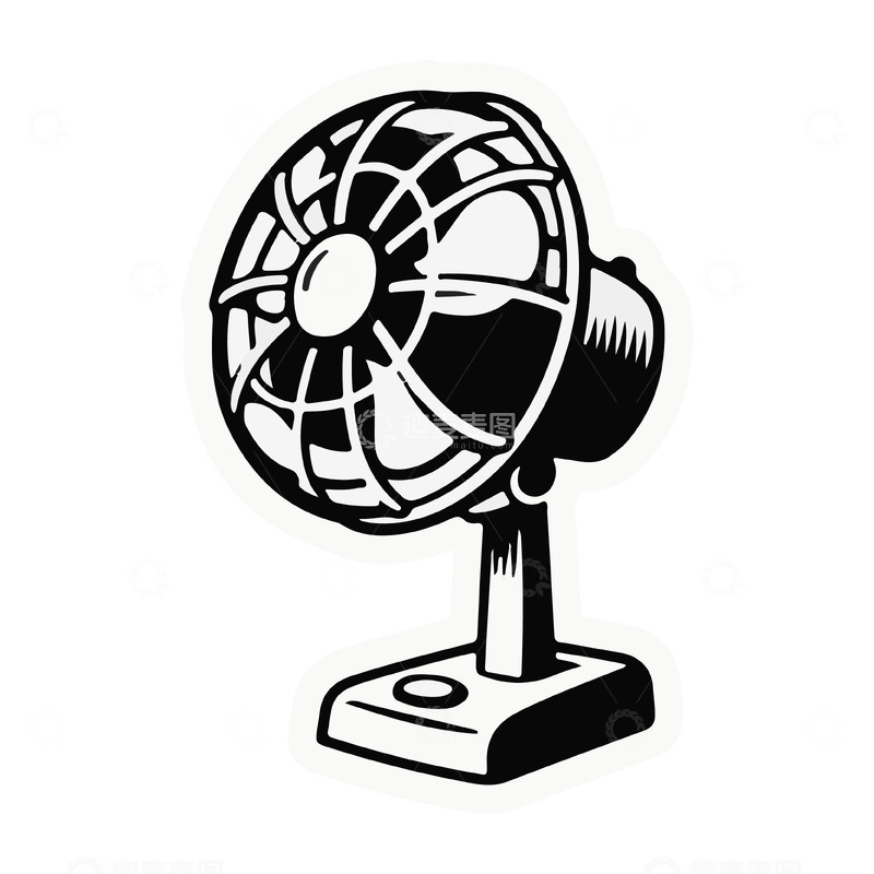 小电扇黑白线稿