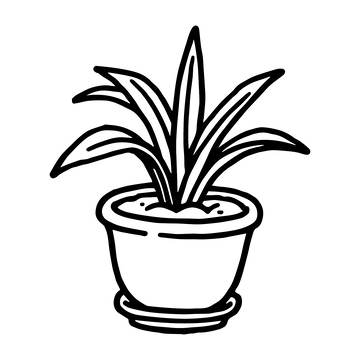 叶子植物盆栽黑白线稿
