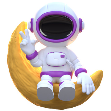 宇航员显示胜利标志3D插图