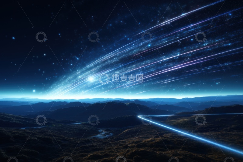 高清大图下载【趣麦麦图】户外夜空流星美景