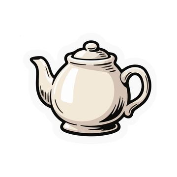 白色陶瓷水壶插画
