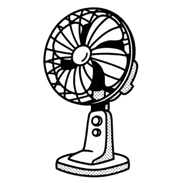 电风扇黑白线稿