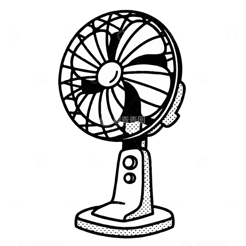 电风扇黑白线稿
