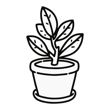 植物盆栽黑白线稿