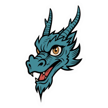 卡通蓝色龙头插画