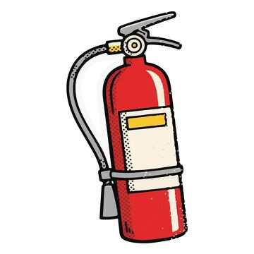 红色消防灭火器插画