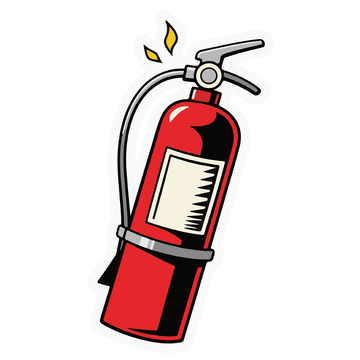 红色消防灭火器插画1