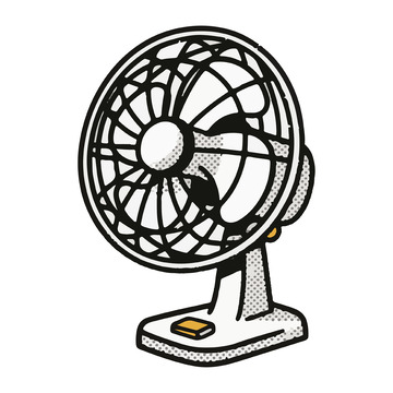 小风扇黑白线稿