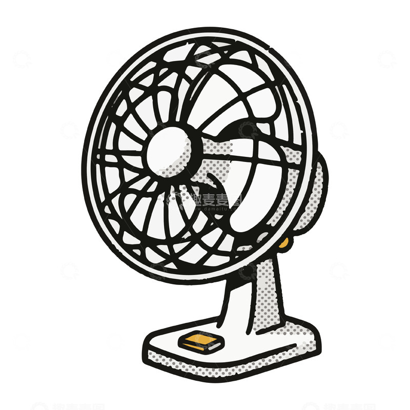 小风扇黑白线稿