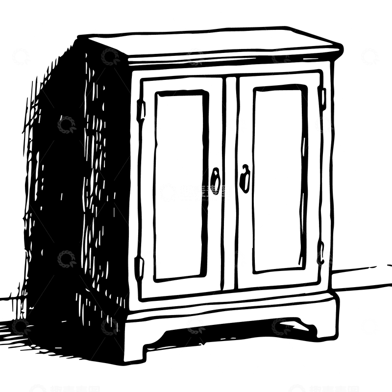 源文件下载【趣麦麦图】线稿黑白木柜衣柜鞋柜