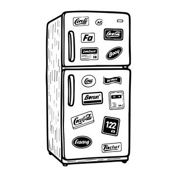 黑白线条冰箱线稿