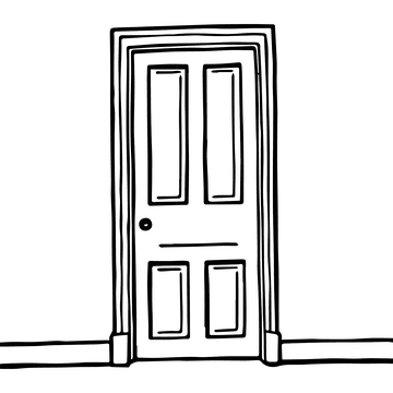 黑白线条木门线稿