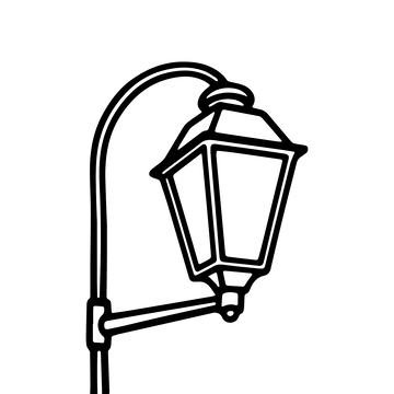 路灯黑白线稿
