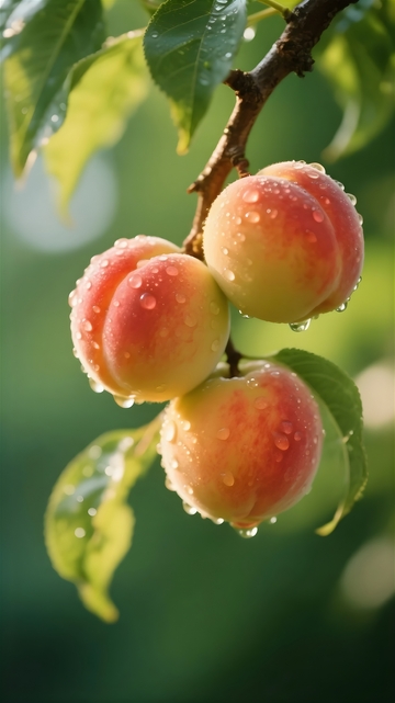 雨后挂满枝头的鲜桃6