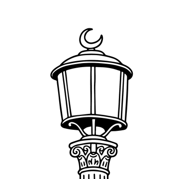 路灯黑白线稿简笔画