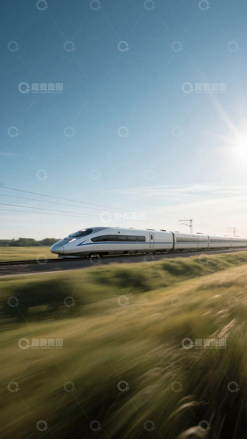 高清大图下载【趣麦麦图】-原野上飞驰的高铁列出1