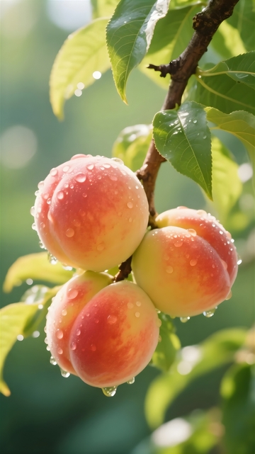 雨后挂满枝头的鲜桃1
