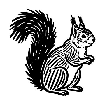 黑白线稿小松鼠