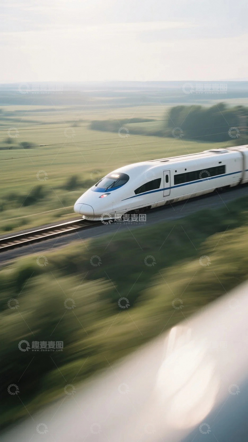 高清大图下载【趣麦麦图】原野上飞驰的高铁列出