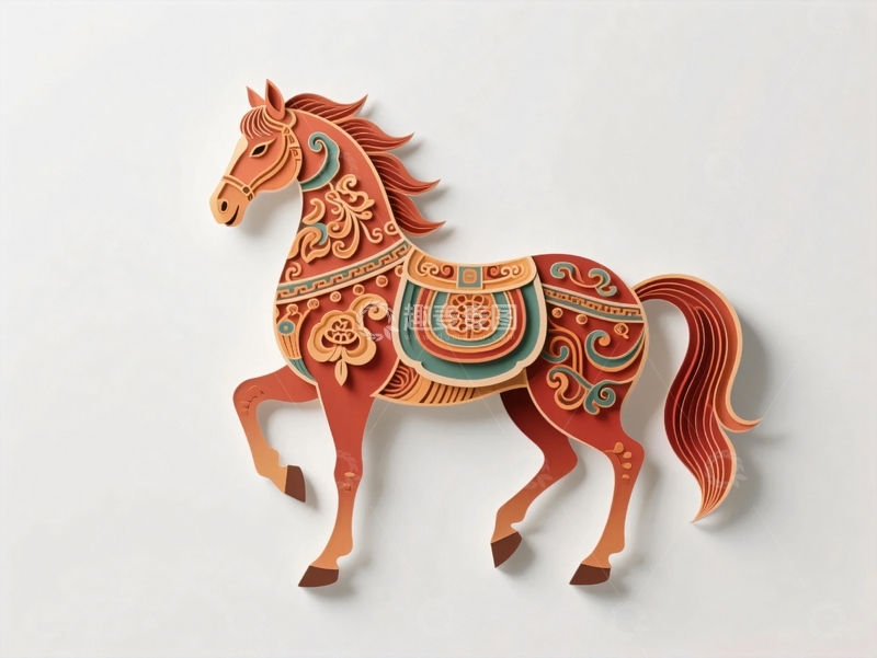 高清大图下载【趣麦麦图】动物折纸骏马6