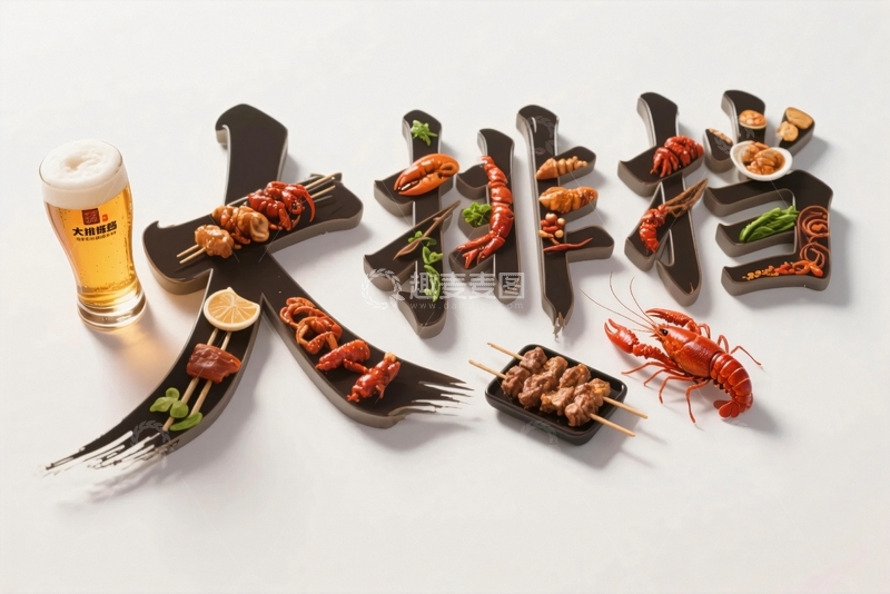 高清大图下载【趣麦麦图】夏天美食烧烤小龙虾2