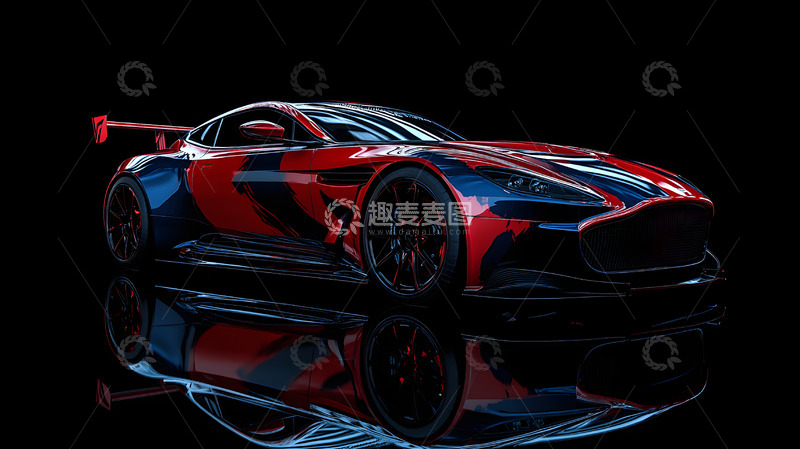 高清大图下载【趣麦麦图】红色跑车棚内摄影2